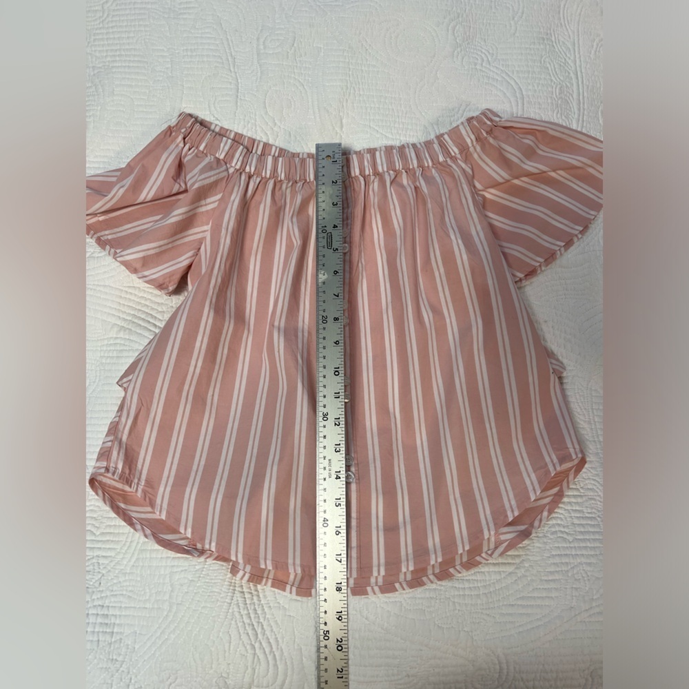 B.P. Off the Shoulder Pink Striped Blouse | Size XS - Picture 10 of 12